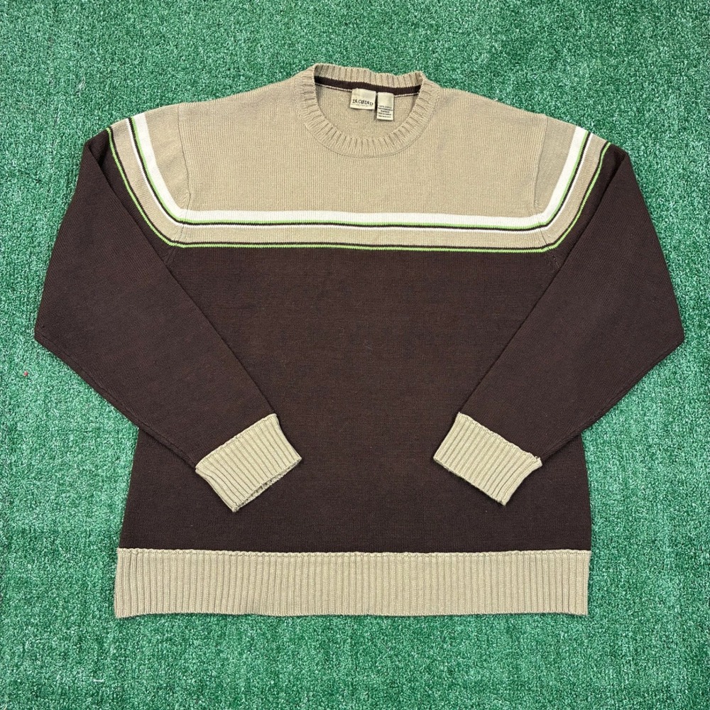 Vintage Decoded Striped‎ Sweater Crewneck Brown Tan